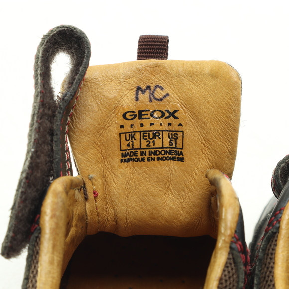 Geox Kids All Leather Sneaker Hook & Loop Baby & Walker Size US5.5 EUR21 Brown - Picture 3 of 16